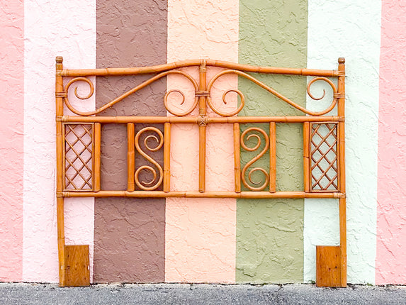 Whimsical Rattan Lattice Queen Headboard