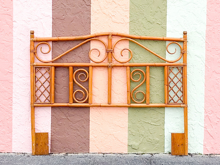 Whimsical Rattan Lattice Queen Headboard