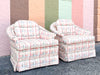 Pair of Palm Beachy Upholstered Barrel Chairs