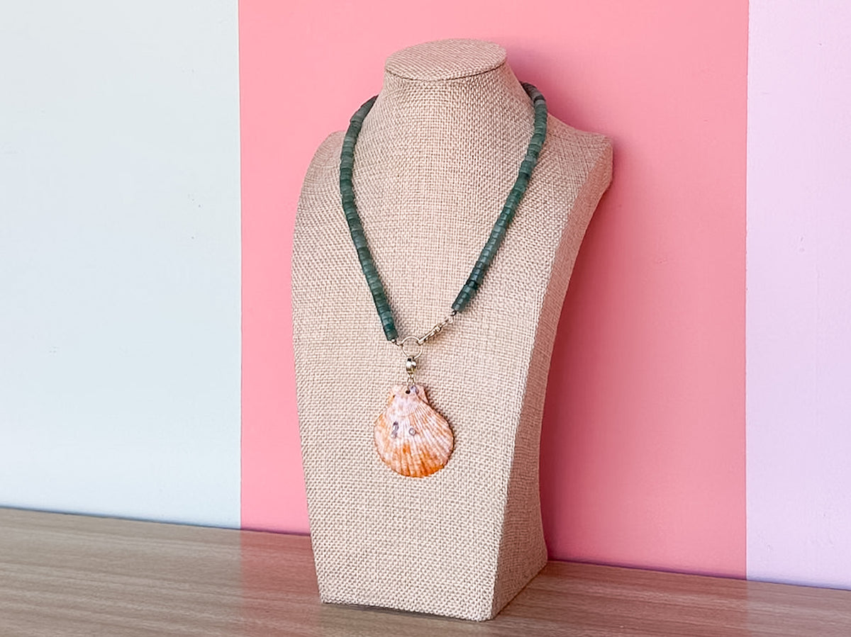 Palm Beach Regency's Green Jade Gemstone and Shell Necklace