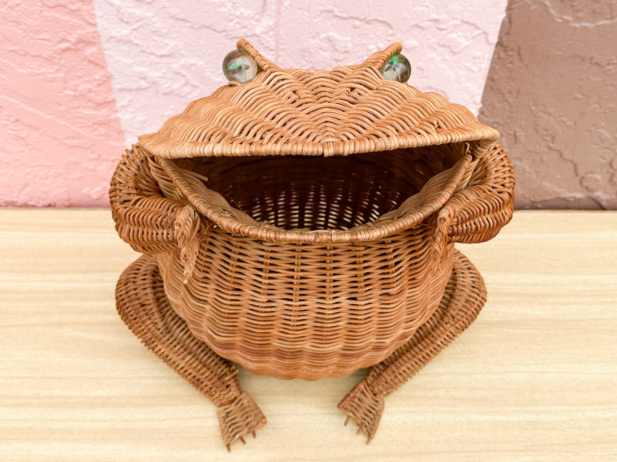 Wicker Frog Planter