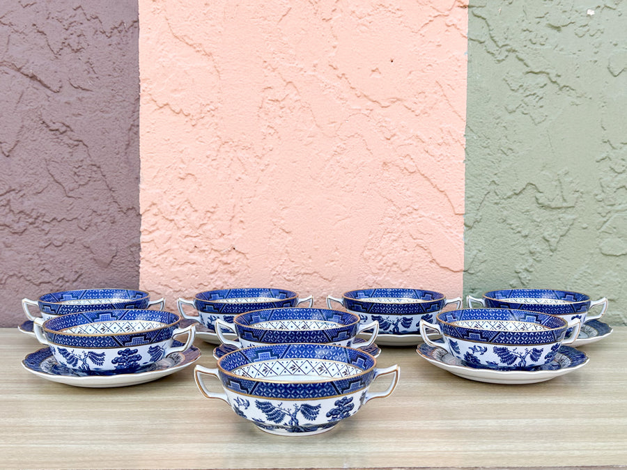 Blue and White Pagoda China Set