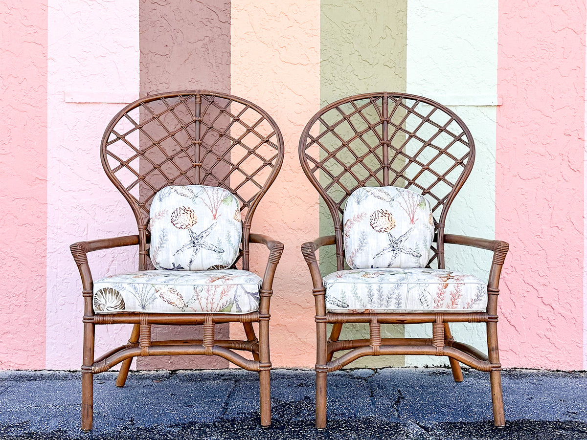 Pair of Ficks Reed Balloon Back Rattan Chairs