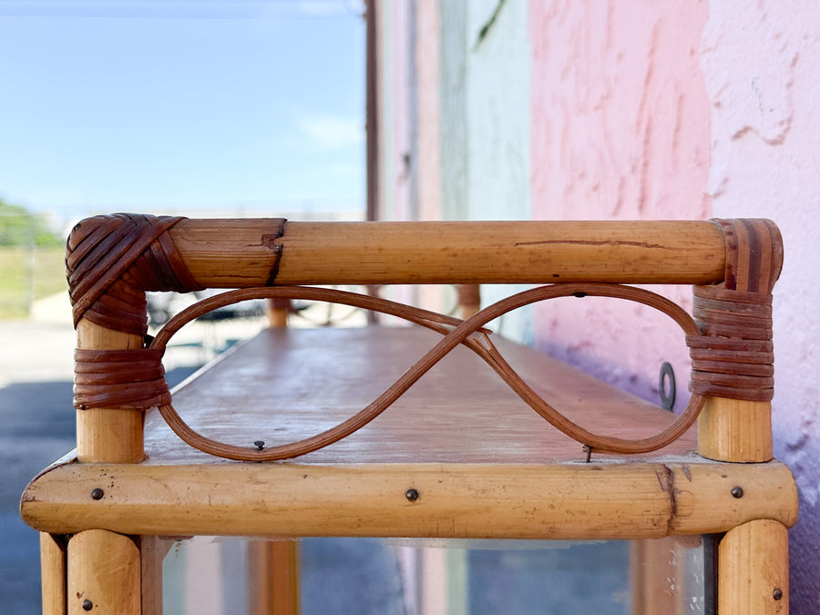 Old Florida Bamboo Mirrored Curio Cabinet