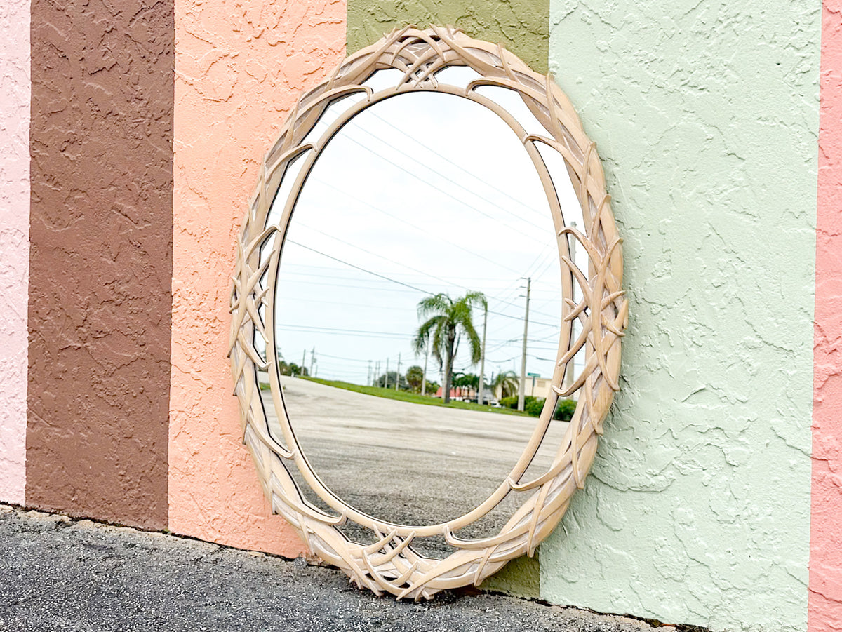 Faux Bamboo Palm Leaf Mirror