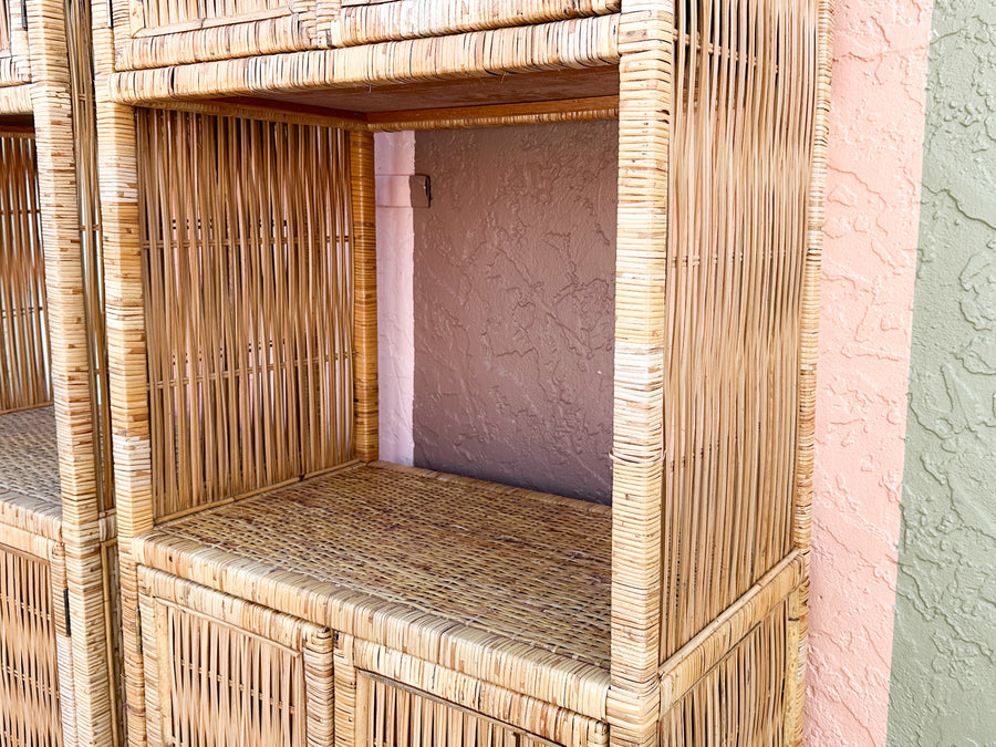 Pair of Island Style Rattan Wrapped Cabinets