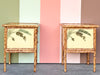 Pair of Banana Leaf Rattan Nightstands