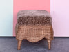 Petite Leopard Print Wicker Ottoman