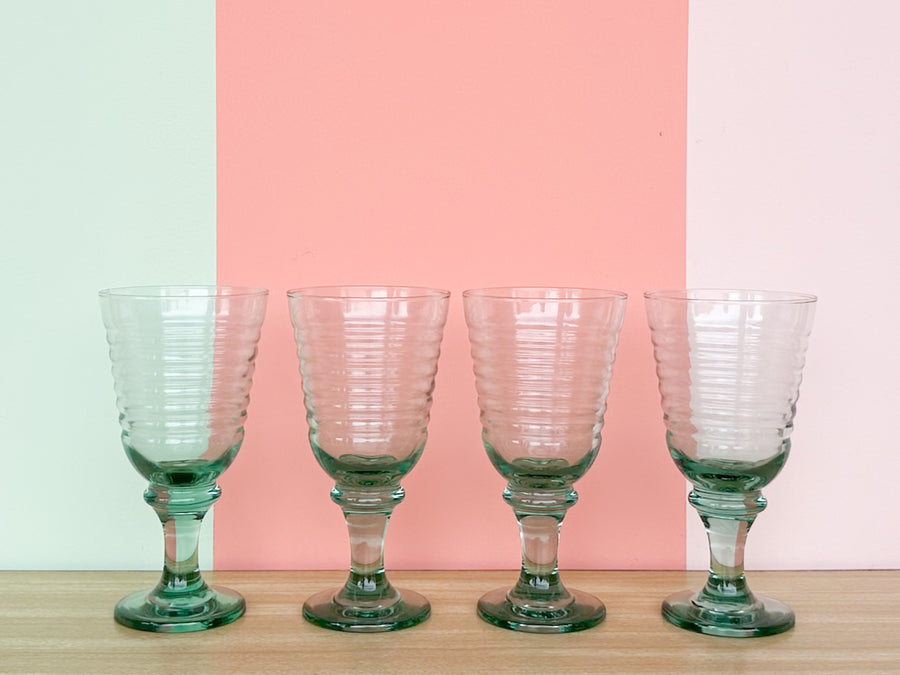 Set of Eight Sea Blue Glassware