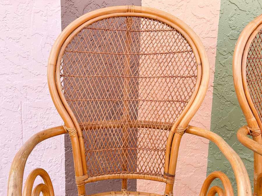 Pair of Rattan Balloon Back Chairs
