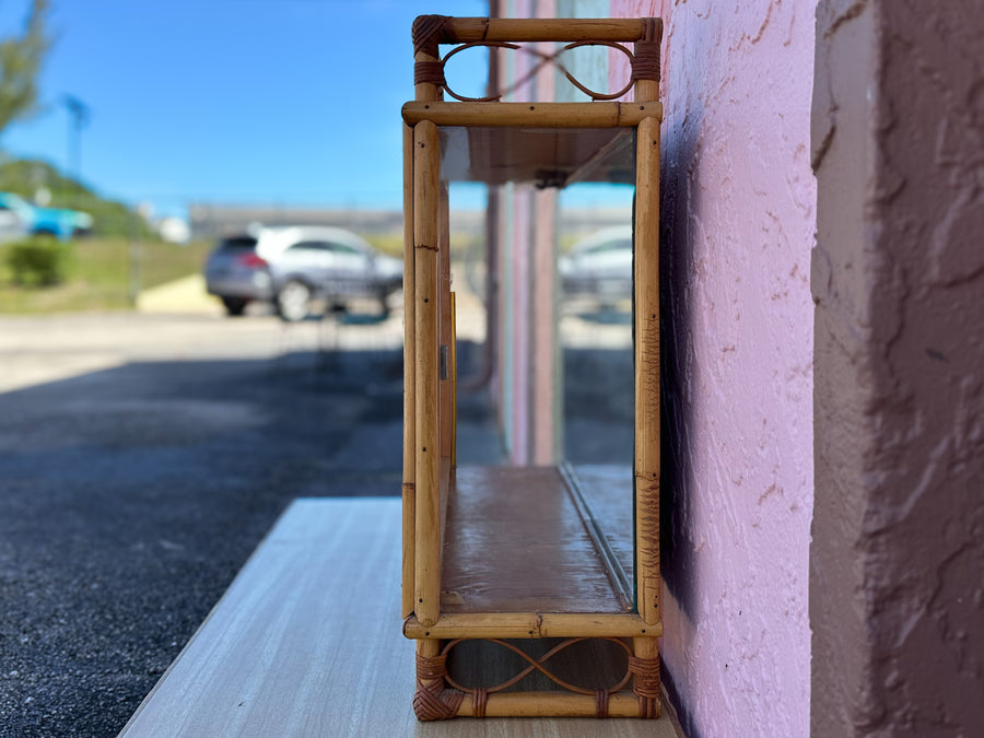 Old Florida Bamboo Mirrored Curio Cabinet