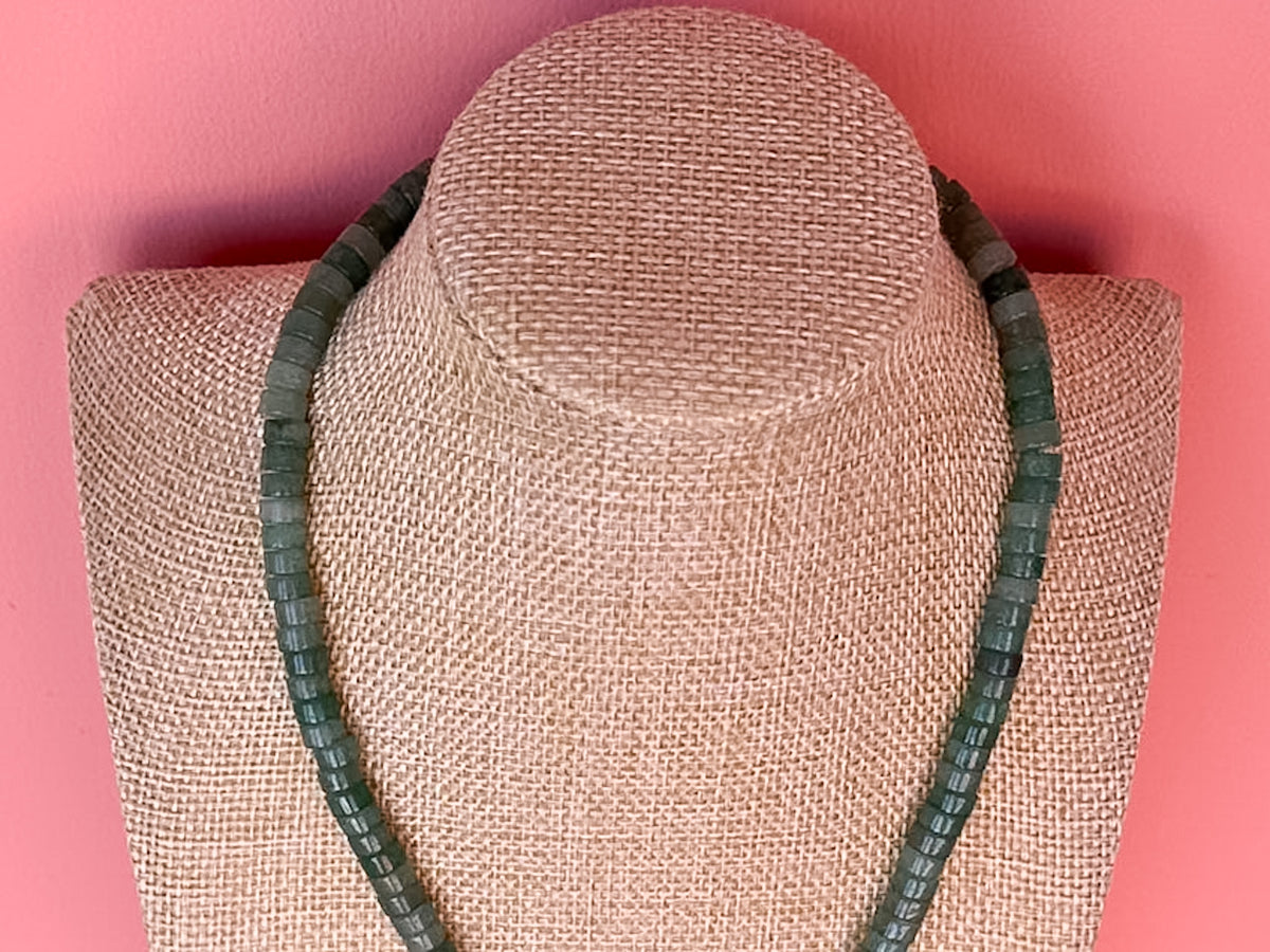 Palm Beach Regency's Green Jade Gemstone and Shell Necklace