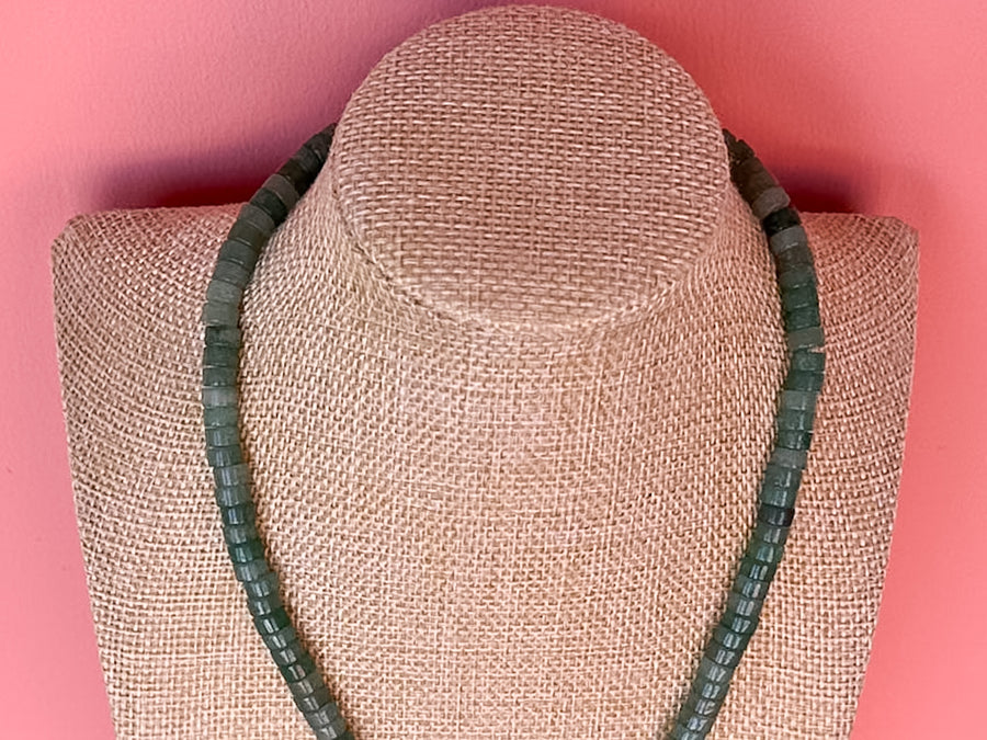 Palm Beach Regency's Green Jade Gemstone and Shell Necklace