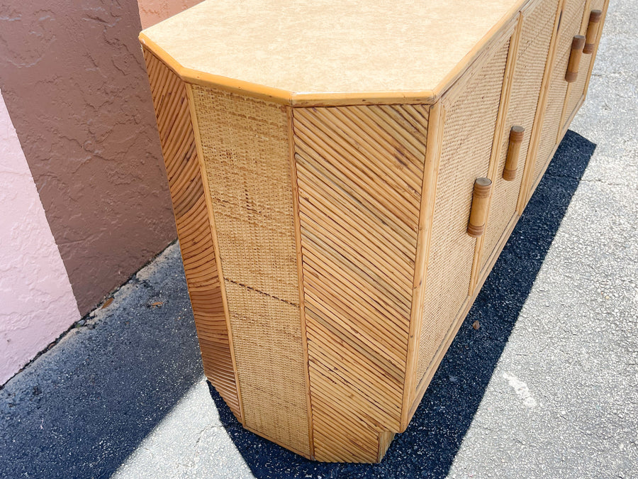 Island Style Rattan Wrapped Credenza