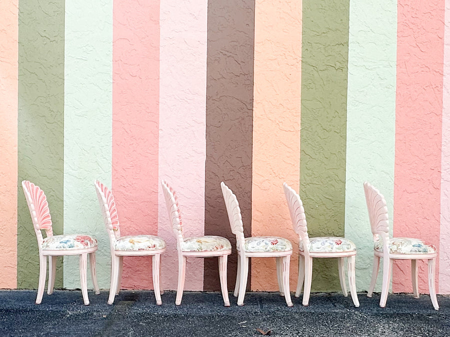 Set of Eight Shell Back Dining Chairs