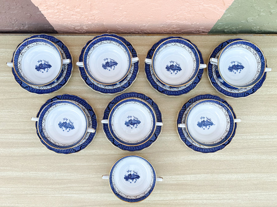 Blue and White Pagoda China Set