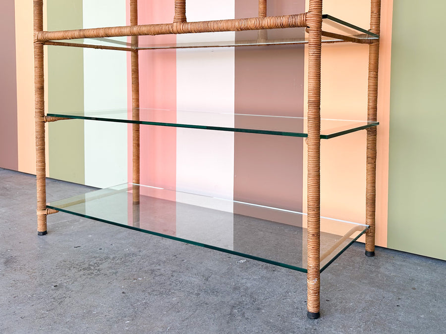 Coastal Cool Rattan Wrapped Etagere