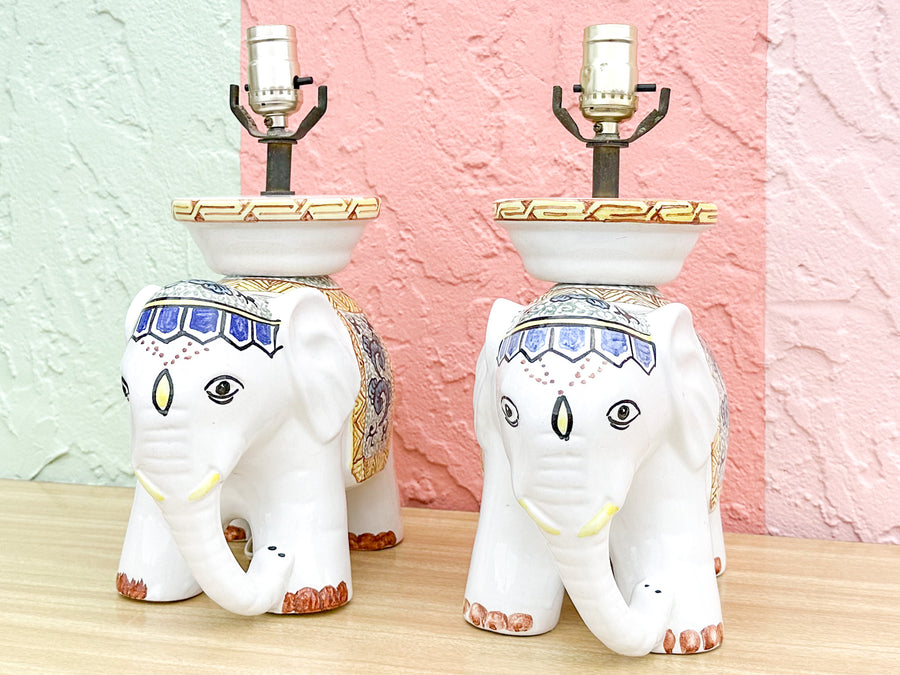 Pair of Adorable Elephant Lamps