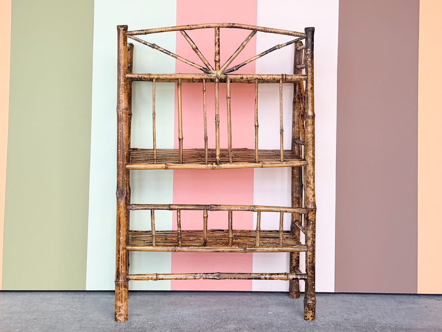 Petite Tortoiseshell Rattan Etagere