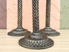 Set of Three Metal Palm Tree Candlesticks