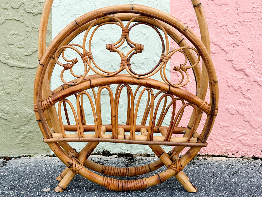 Whimsical Rattan Magazine Rack