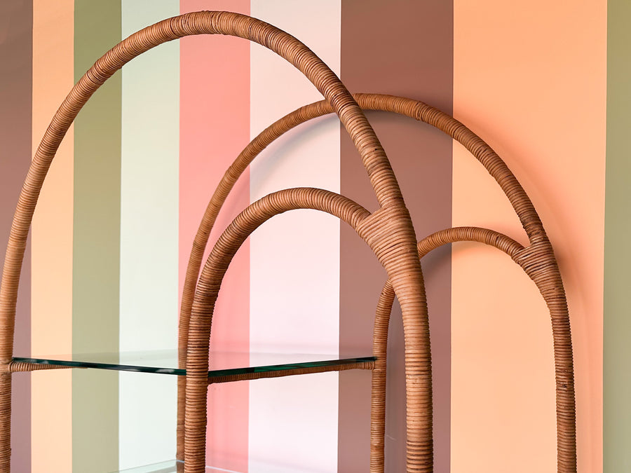 Coastal Cool Rattan Wrapped Etagere