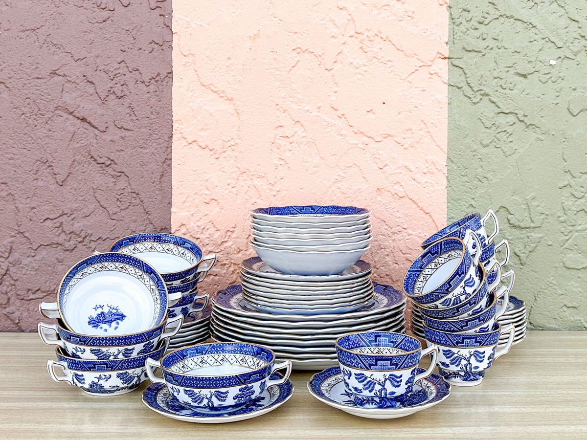 Blue and White Pagoda China Set