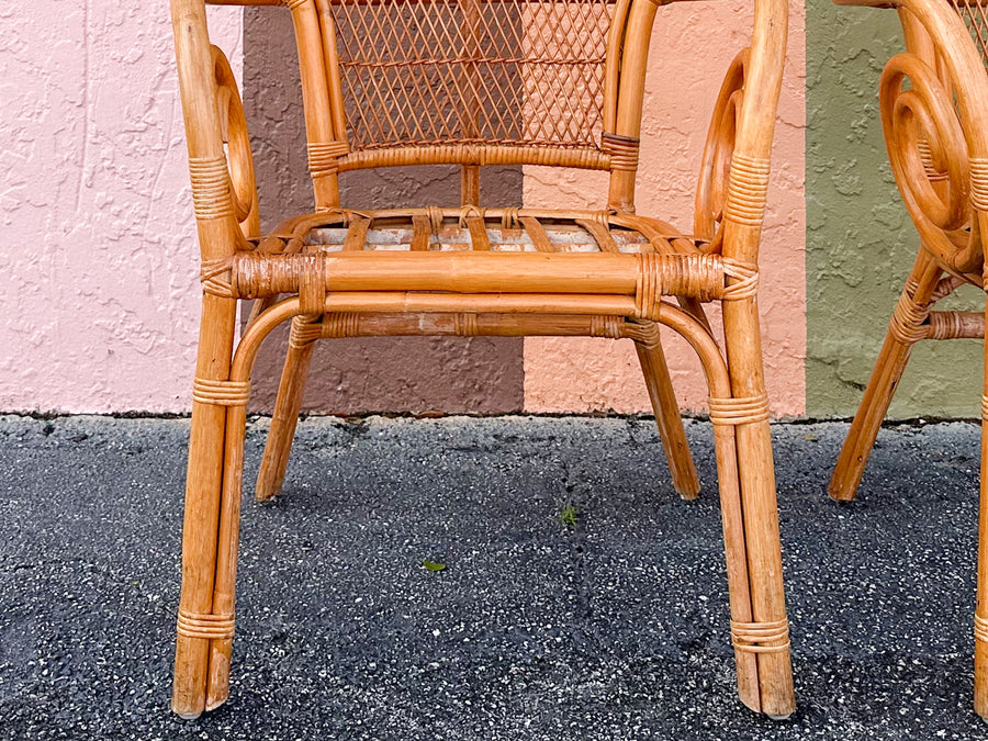 Pair of Rattan Balloon Back Chairs