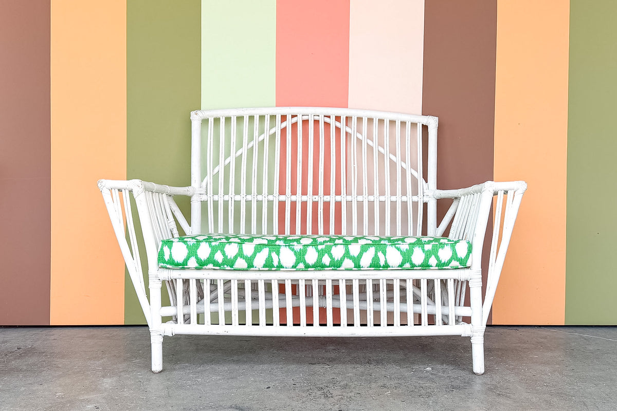 Stick Wicker Painted Loveseat