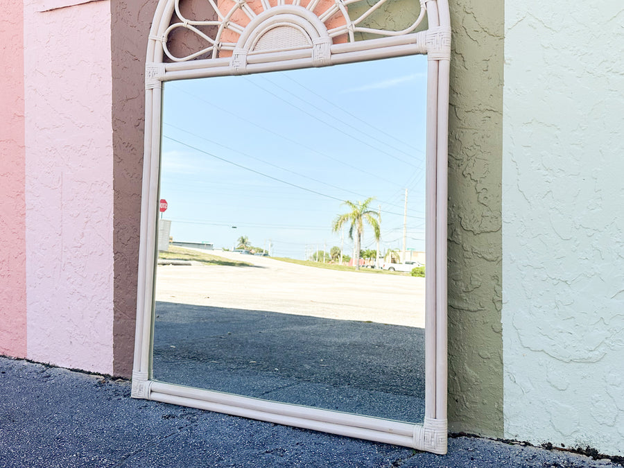Large Sunburst Rattan Mirror