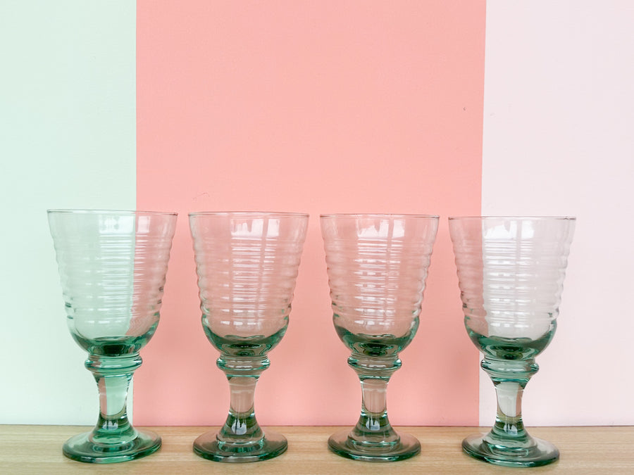 Set of Eight Sea Blue Glassware