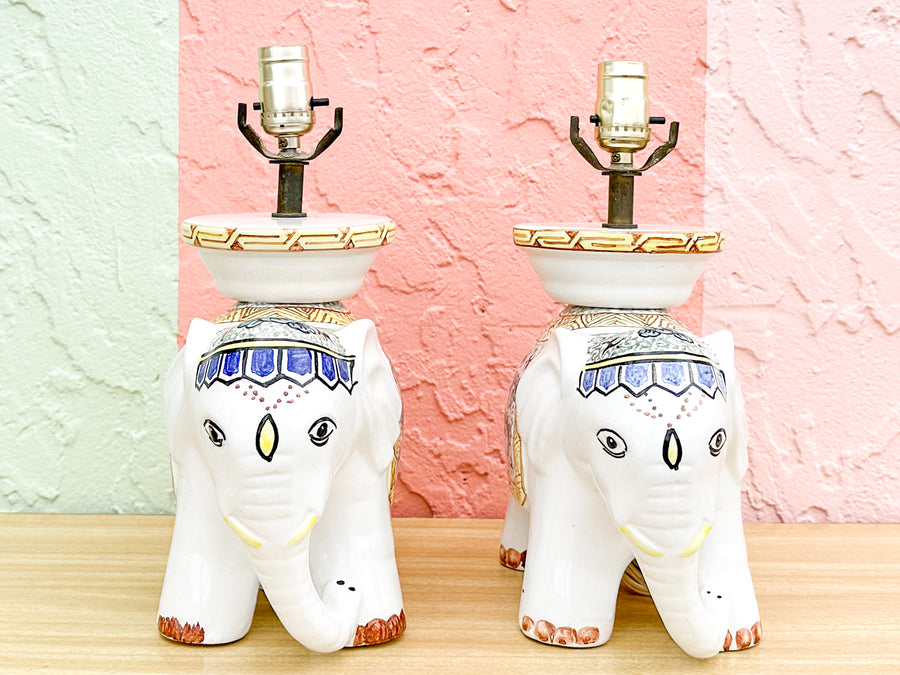 Pair of Adorable Elephant Lamps