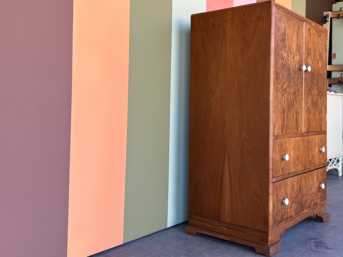 1930's Burl Wood Armoire