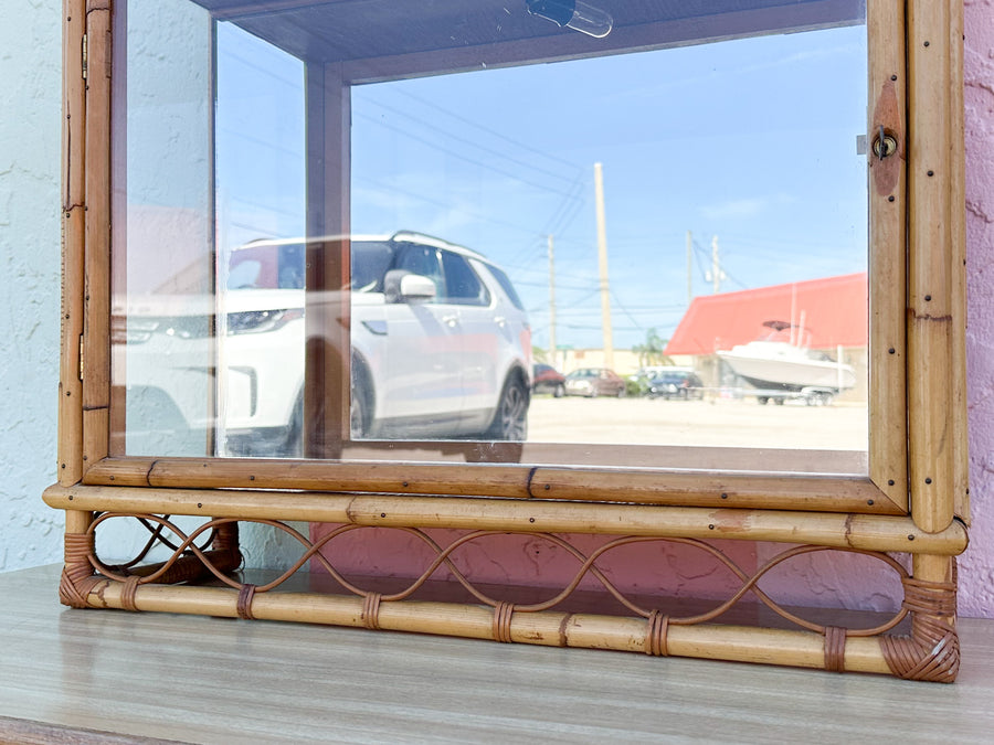 Old Florida Bamboo Mirrored Curio Cabinet