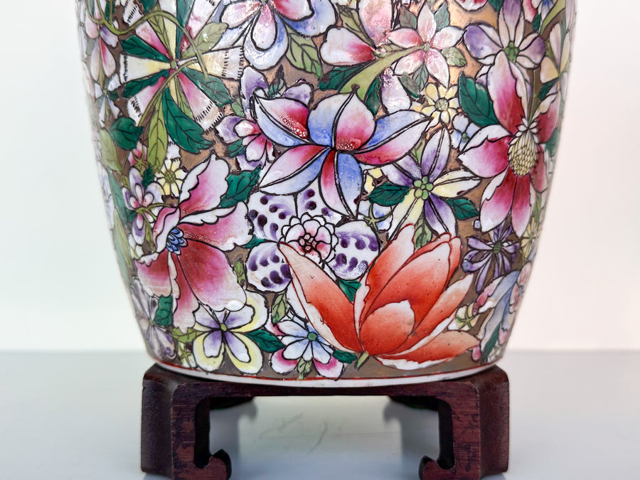 Pair of Colorful Floral Jars