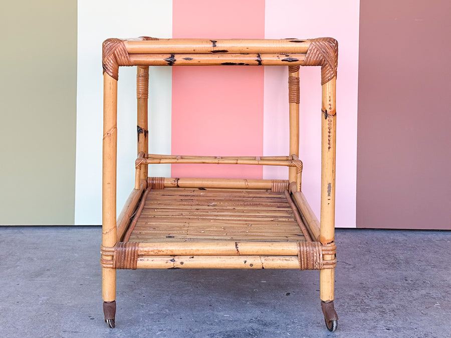 Old Florida Rattan Bar Cart