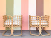 Pair of Rattan Grid Lounge Chairs