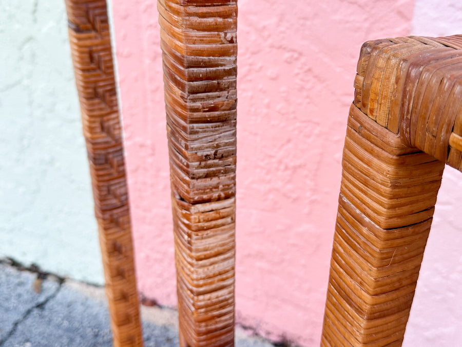 Pair of Rattan Wrapped Plant Stands