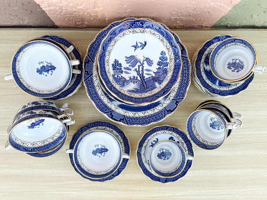 Blue and White Pagoda China Set