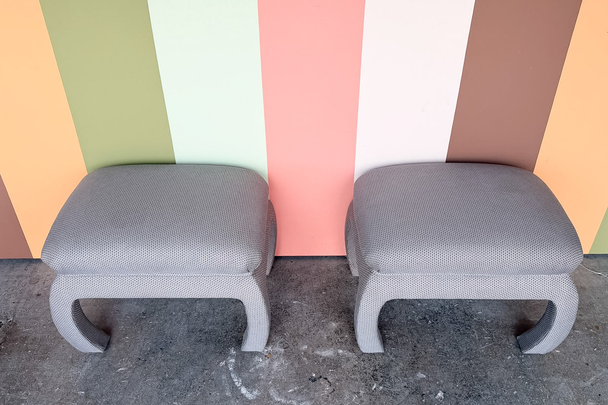 Pair of Ming Style Upholstered Stools