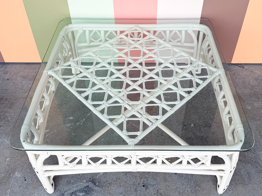 Palm Beach Chic Rattan Coffee Table