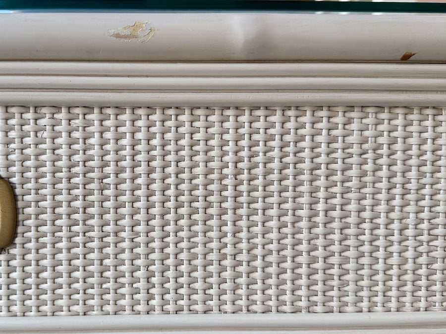 Drexel Campaign Style Rattan Dresser