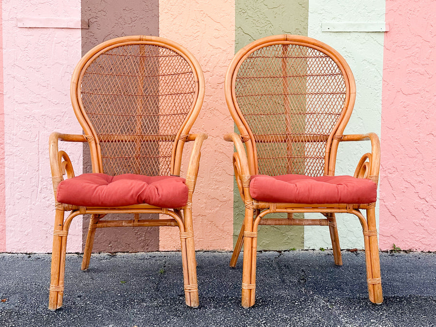Pair of Rattan Balloon Back Chairs