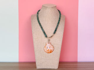 Palm Beach Regency's Green Jade Gemstone and Shell Necklace