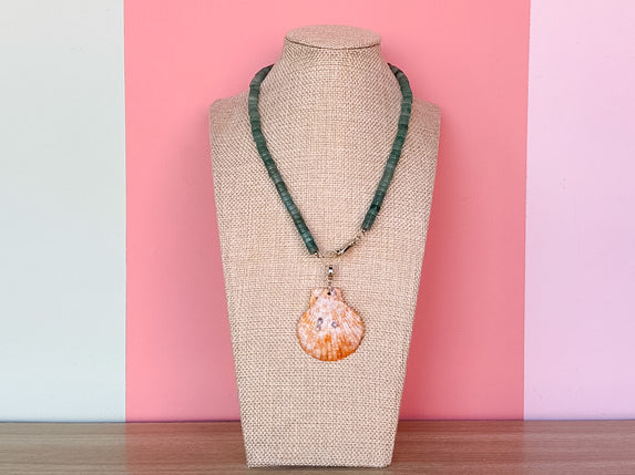 Palm Beach Regency Shell and Gemstone Necklace - Green Jade