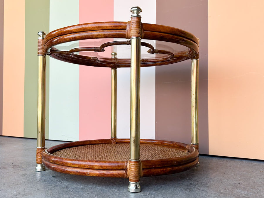 Tortoiseshell Rattan Clover Side Table