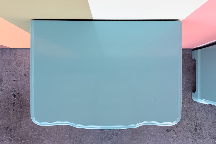 Pair of Draper Style Turquoise Nightstands