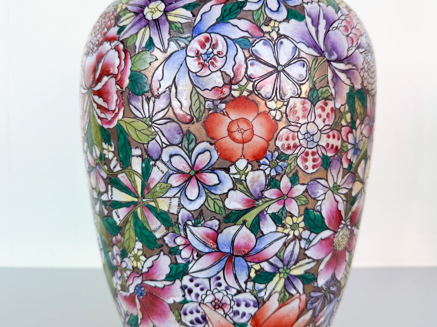 Pair of Colorful Floral Jars