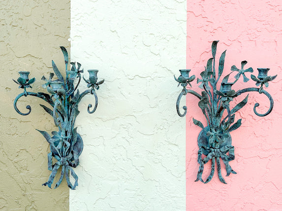 Pair of Pretty Patina Wall Sconces