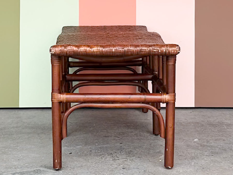 Curved Rattan Bench